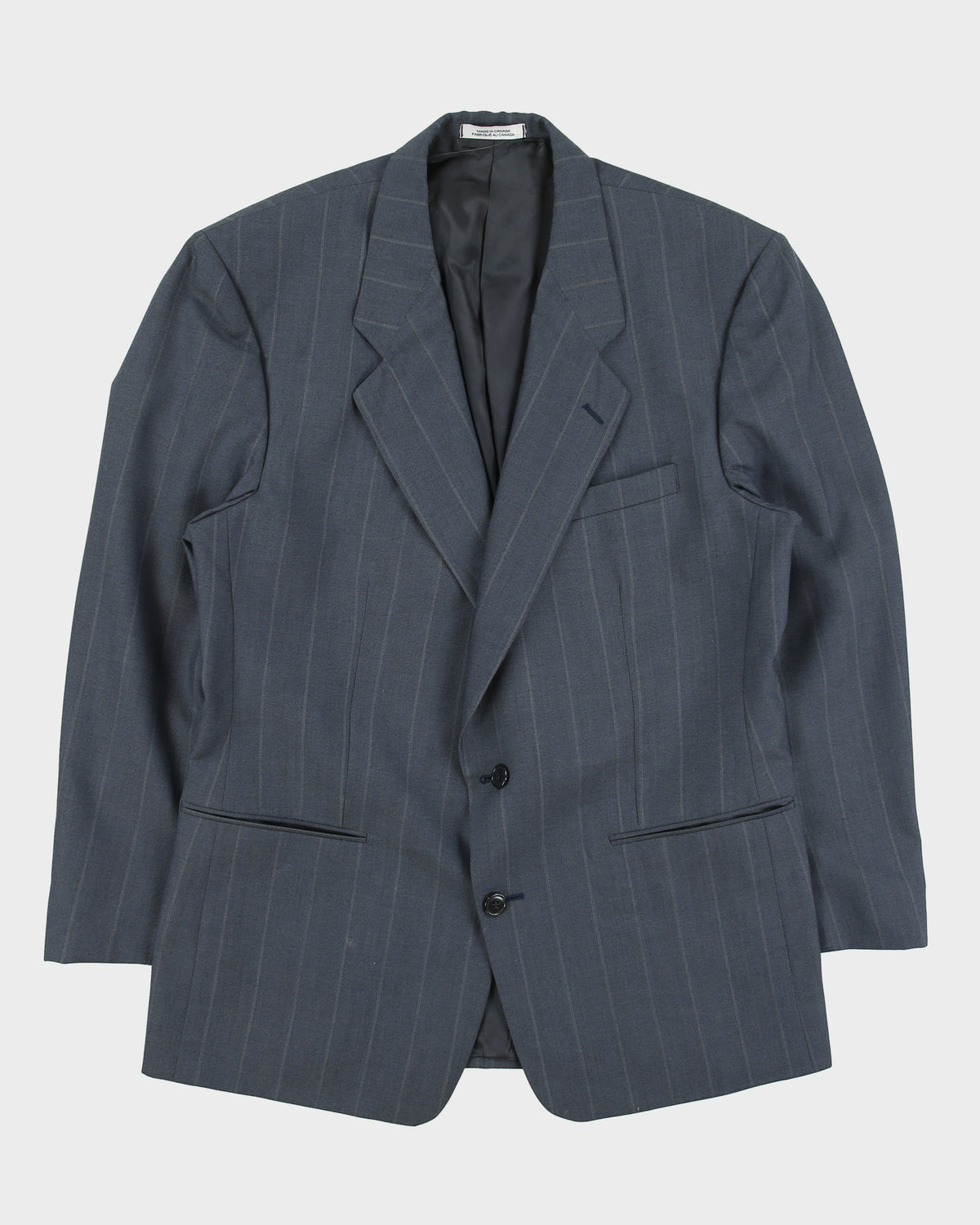 Vintage 1990s Yves Saint Laurent Pinstripe Wool Made In Canada Double Pleated Relaxed Straight Leg Two-Piece Suit - L / W36 L31