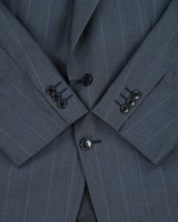 Vintage 1990s Yves Saint Laurent Pinstripe Wool Made In Canada Double Pleated Relaxed Straight Leg Two-Piece Suit - L / W36 L31