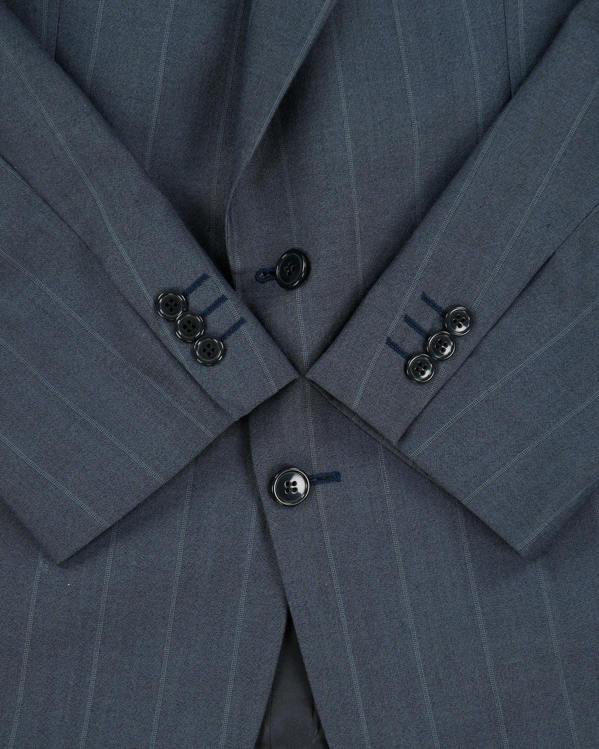 Vintage 1990s Yves Saint Laurent Pinstripe Wool Made In Canada Double Pleated Relaxed Straight Leg Two-Piece Suit - L / W36 L31