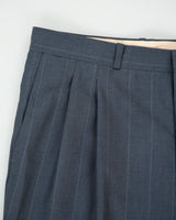 Vintage 1990s Yves Saint Laurent Pinstripe Wool Made In Canada Double Pleated Relaxed Straight Leg Two-Piece Suit - L / W36 L31