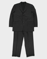 Vintage Y2K 00s Canali Exclusive Collection Pinstripe Super 150's Wool 3 Button Double Pleated Relaxed Straight Leg Two-Piece Suit - L / W36 L31