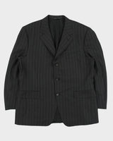 Vintage Y2K 00s Canali Exclusive Collection Pinstripe Super 150's Wool 3 Button Double Pleated Relaxed Straight Leg Two-Piece Suit - L / W36 L31