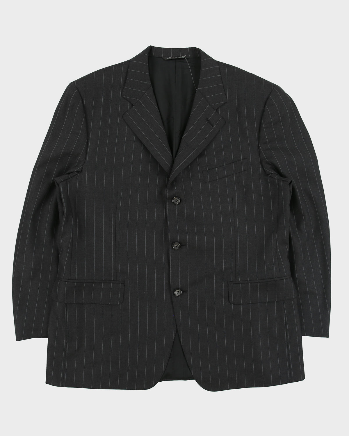 Vintage Y2K 00s Canali Exclusive Collection Pinstripe Super 150's Wool 3 Button Double Pleated Relaxed Straight Leg Two-Piece Suit - L / W36 L31
