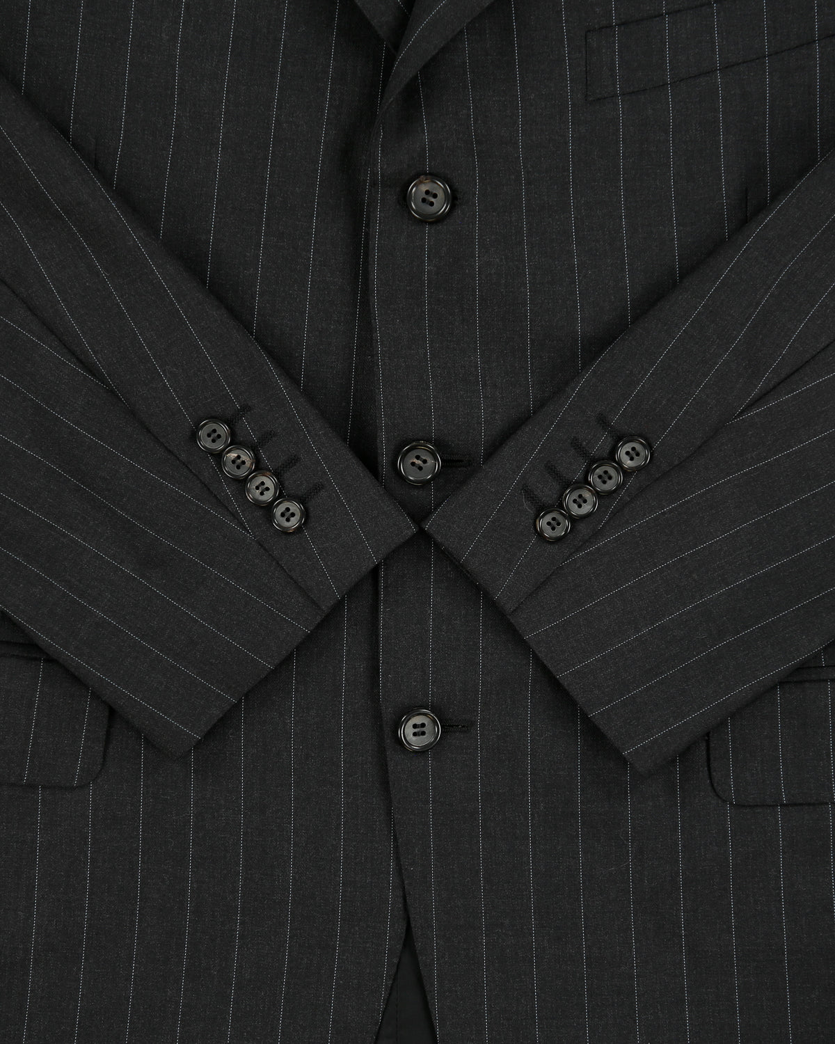 Vintage Y2K 00s Canali Exclusive Collection Pinstripe Super 150's Wool 3 Button Double Pleated Relaxed Straight Leg Two-Piece Suit - L / W36 L31