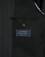 Vintage Y2K 00s Canali Exclusive Collection Pinstripe Super 150's Wool 3 Button Double Pleated Relaxed Straight Leg Two-Piece Suit - L / W36 L31