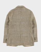 Vintage Y2K 00s Polo Ralph Lauren Houndstooth Plaid Linen 3 Button Blazer - M