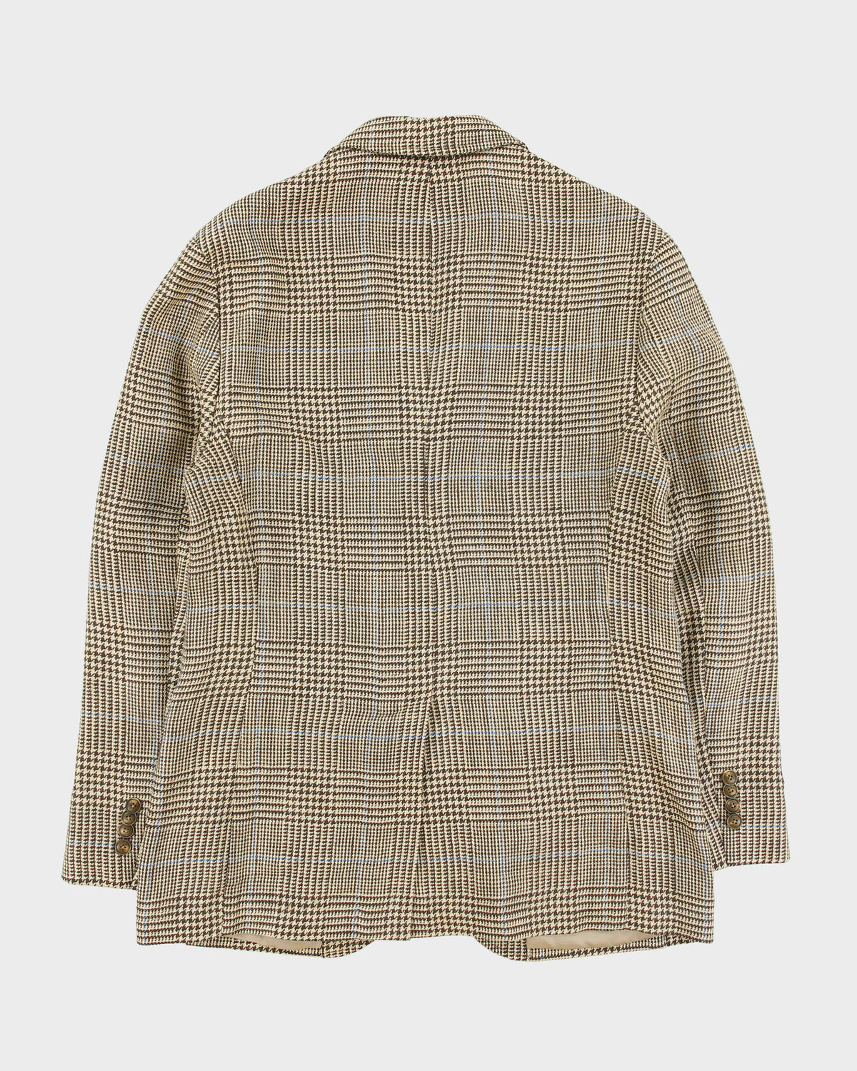 Vintage Y2K 00s Polo Ralph Lauren Houndstooth Plaid Linen 3 Button Blazer - M