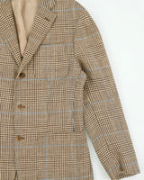 Vintage Y2K 00s Polo Ralph Lauren Houndstooth Plaid Linen 3 Button Blazer - M