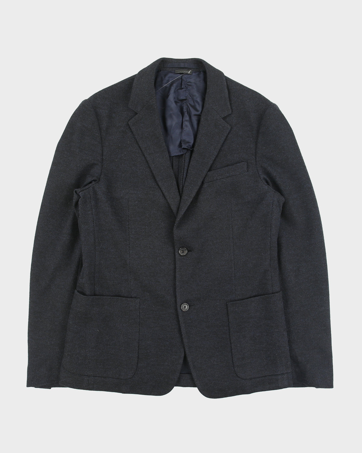 F/W 2015 Prada Navy Tweed Cashmere Wool 2 Button Blazer - M