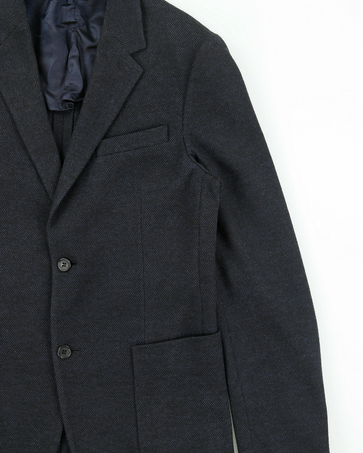 F/W 2015 Prada Navy Tweed Cashmere Wool 2 Button Blazer - M
