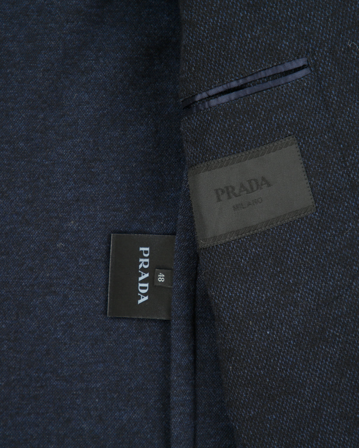 F/W 2015 Prada Navy Tweed Cashmere Wool 2 Button Blazer - M