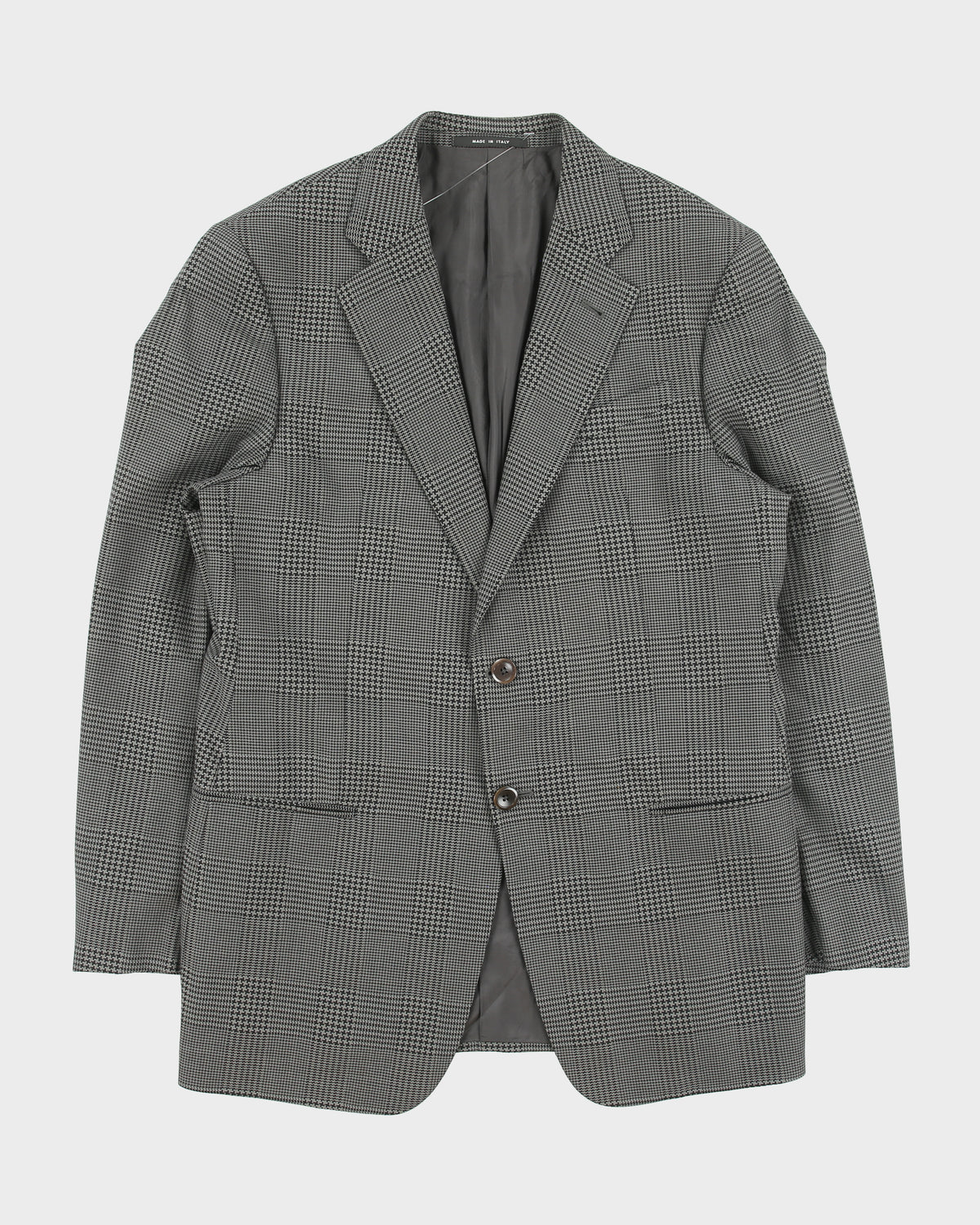 Vintage Y2K 00s Armani Collezioni Houndstooth Plaid Wool 2 Button Blazer - L