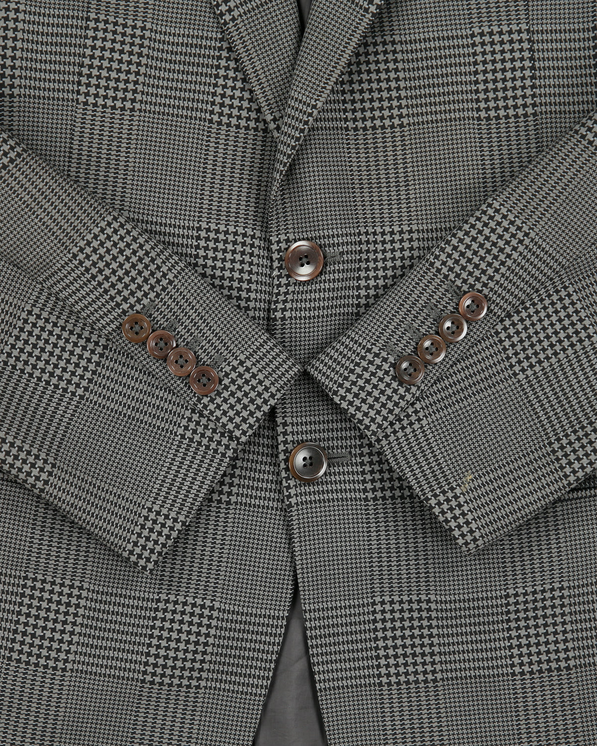 Vintage Y2K 00s Armani Collezioni Houndstooth Plaid Wool 2 Button Blazer - L