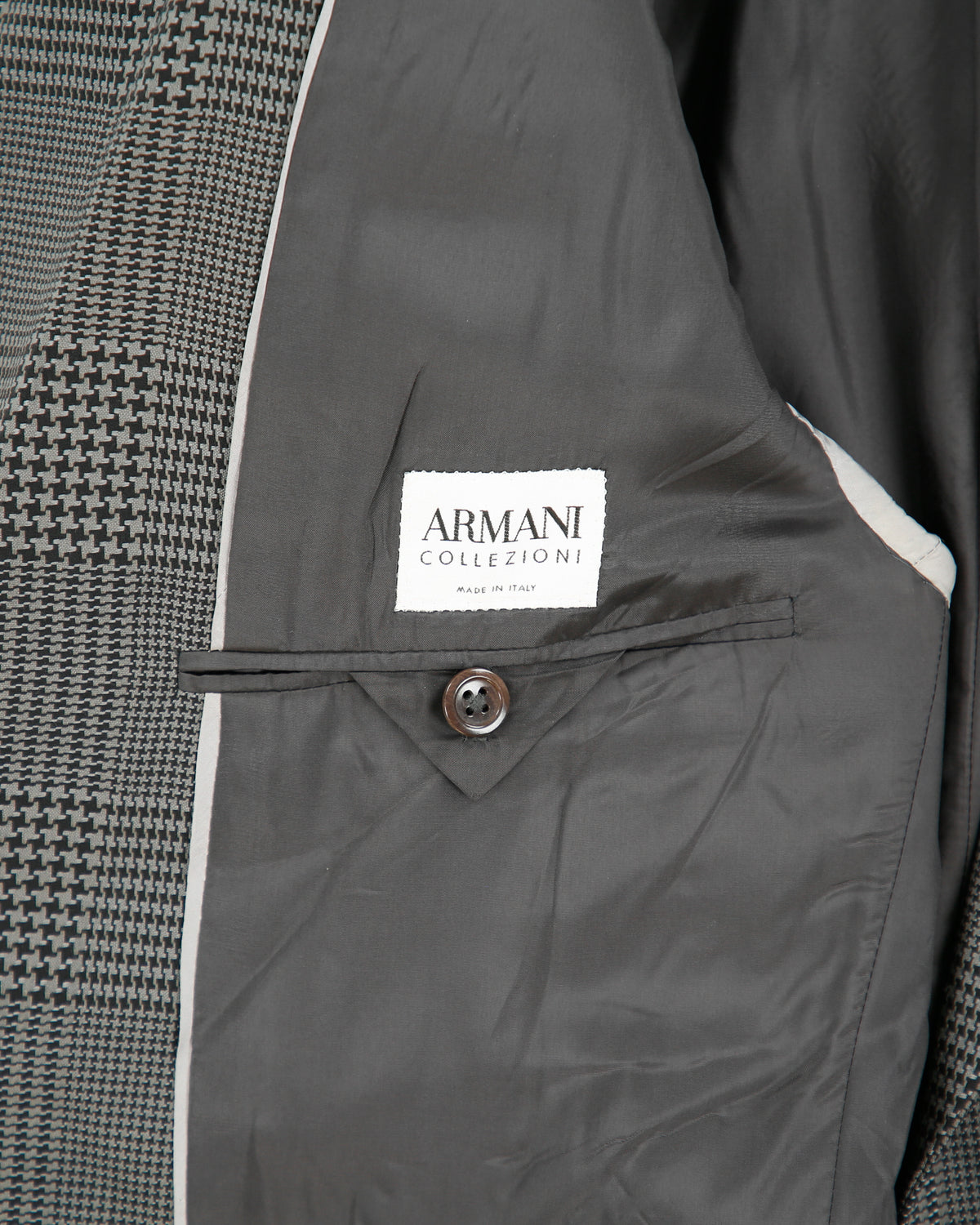 Vintage Y2K 00s Armani Collezioni Houndstooth Plaid Wool 2 Button Blazer - L