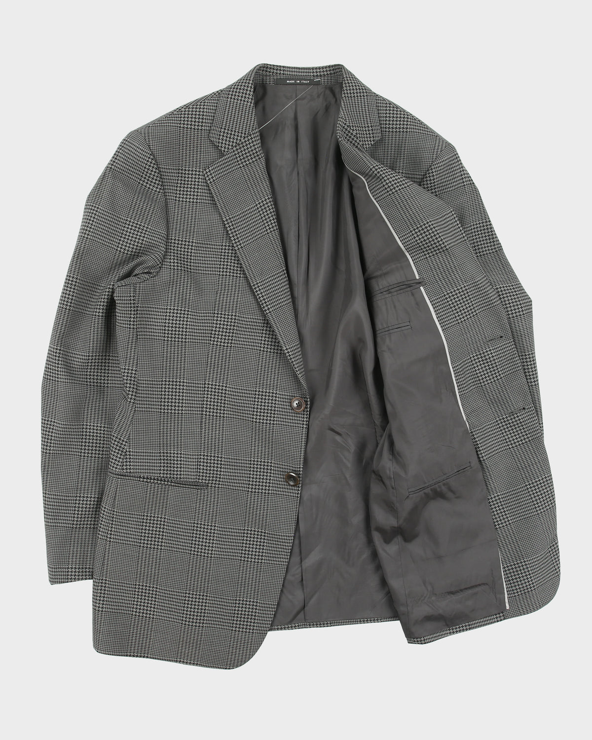 Vintage Y2K 00s Armani Collezioni Houndstooth Plaid Wool 2 Button Blazer - L