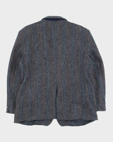 Vintage Harris Tweed Hand Woven Multicoloured Scottish Wool Herringbone 2 Button Blazer - L