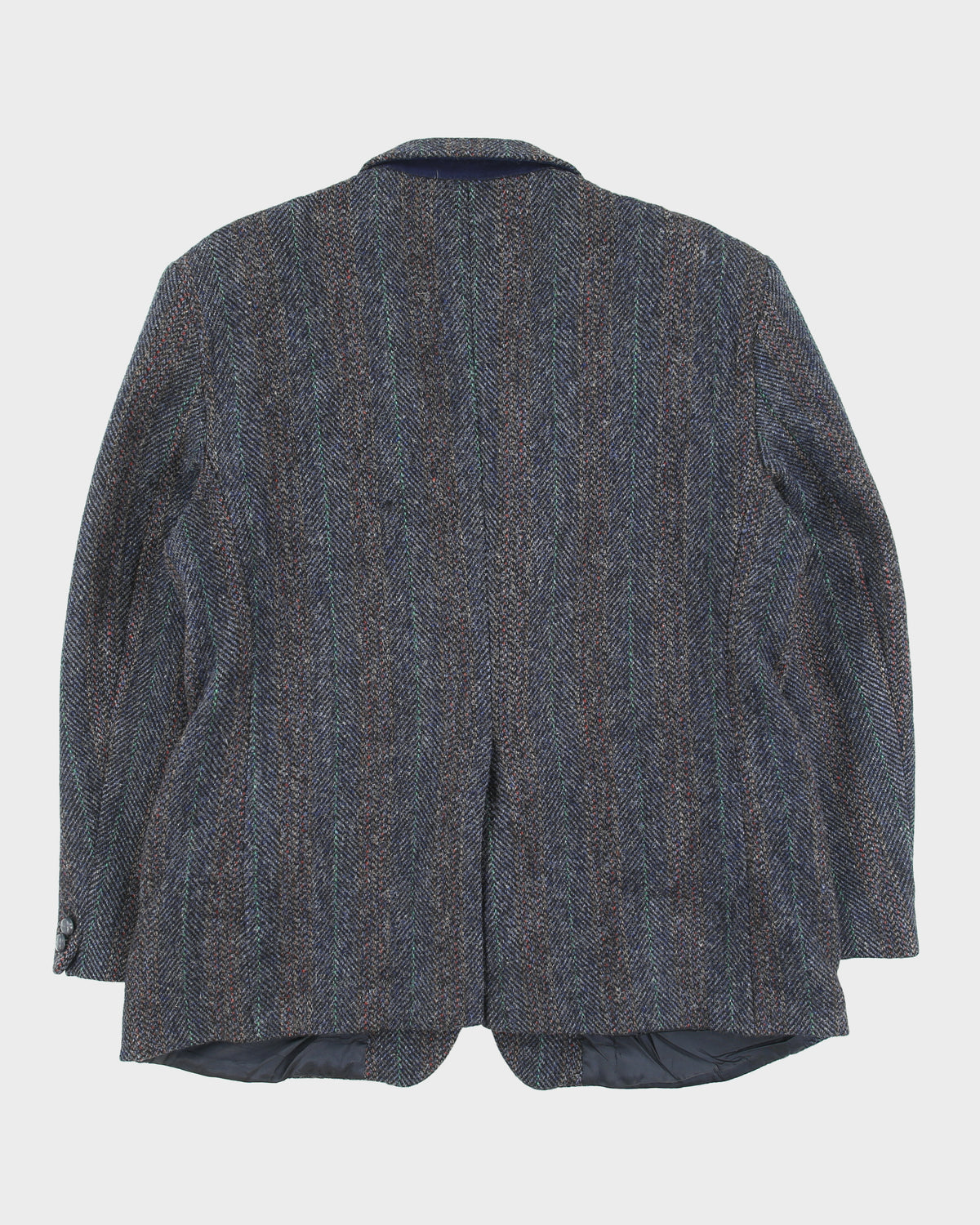 Vintage Harris Tweed Hand Woven Multicoloured Scottish Wool Herringbone 2 Button Blazer - L