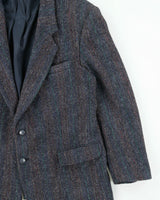 Vintage Harris Tweed Hand Woven Multicoloured Scottish Wool Herringbone 2 Button Blazer - L