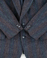 Vintage Harris Tweed Hand Woven Multicoloured Scottish Wool Herringbone 2 Button Blazer - L