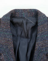 Vintage Harris Tweed Hand Woven Multicoloured Scottish Wool Herringbone 2 Button Blazer - L