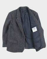 Vintage Harris Tweed Hand Woven Multicoloured Scottish Wool Herringbone 2 Button Blazer - L