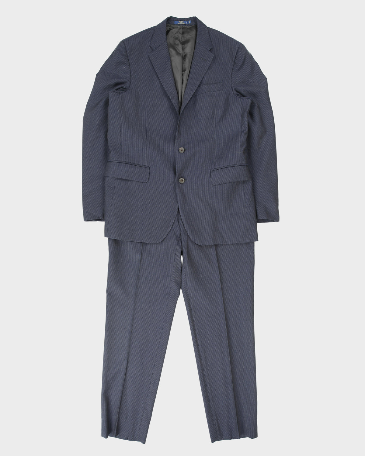Polo Ralph Lauren Navy Striped Wool 2 Button Slim Fit Leg Made In Italy Two-Piece Suit - M / W34 L31