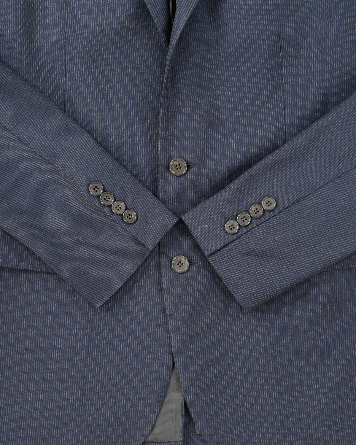 Polo Ralph Lauren Navy Striped Wool 2 Button Slim Fit Leg Made In Italy Two-Piece Suit - M / W34 L31