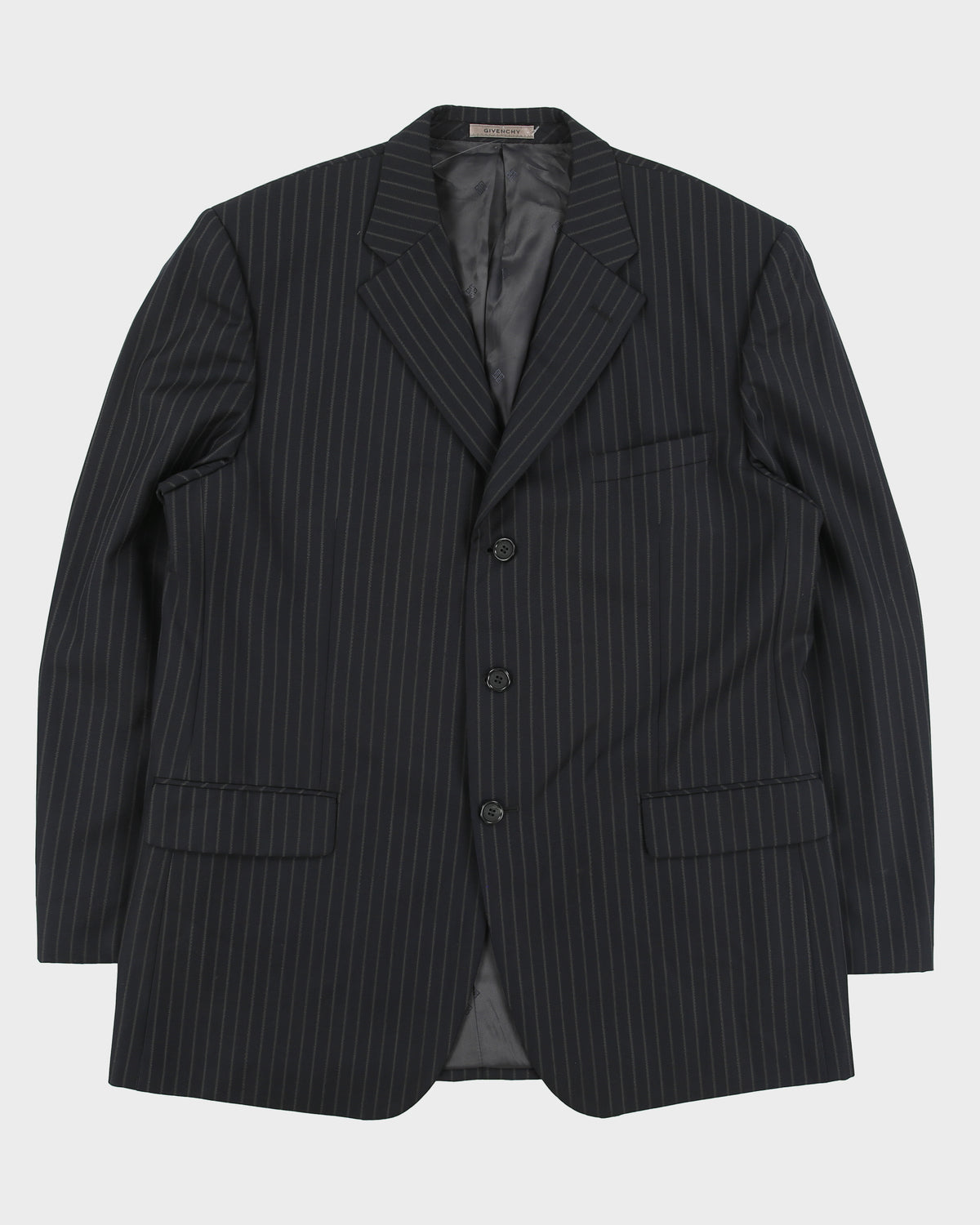 Vintage Y2K 00s Givenchy Pinstripe 'Ermenegildo Zegna Wool' 3 Button Double Pleated Relaxed Straight Leg Two-Piece Suit - XL / W35 L32