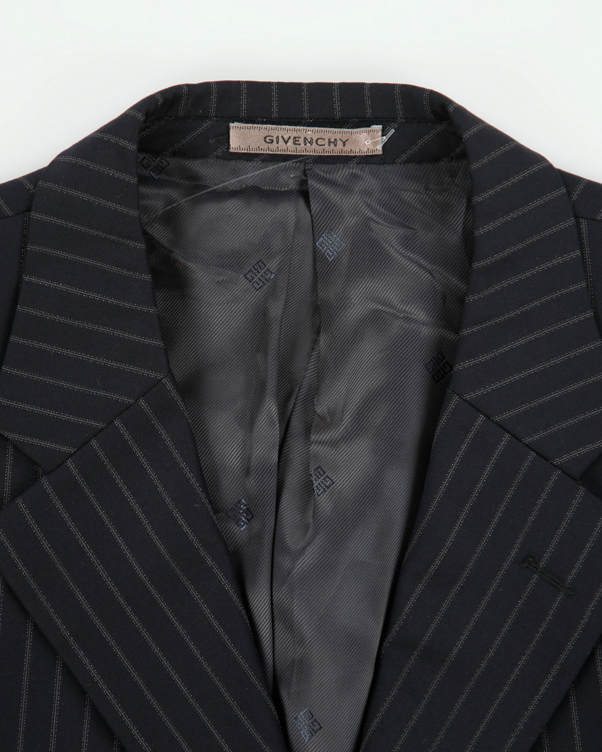 Vintage Y2K 00s Givenchy Pinstripe 'Ermenegildo Zegna Wool' 3 Button Double Pleated Relaxed Straight Leg Two-Piece Suit - XL / W35 L32