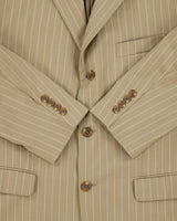 Vintage Y2K 00s Lauren Ralph Lauren LRL Khaki Pinstripe Wool 3 Button Blazer - L