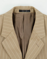 Vintage Y2K 00s Lauren Ralph Lauren LRL Khaki Pinstripe Wool 3 Button Blazer - L