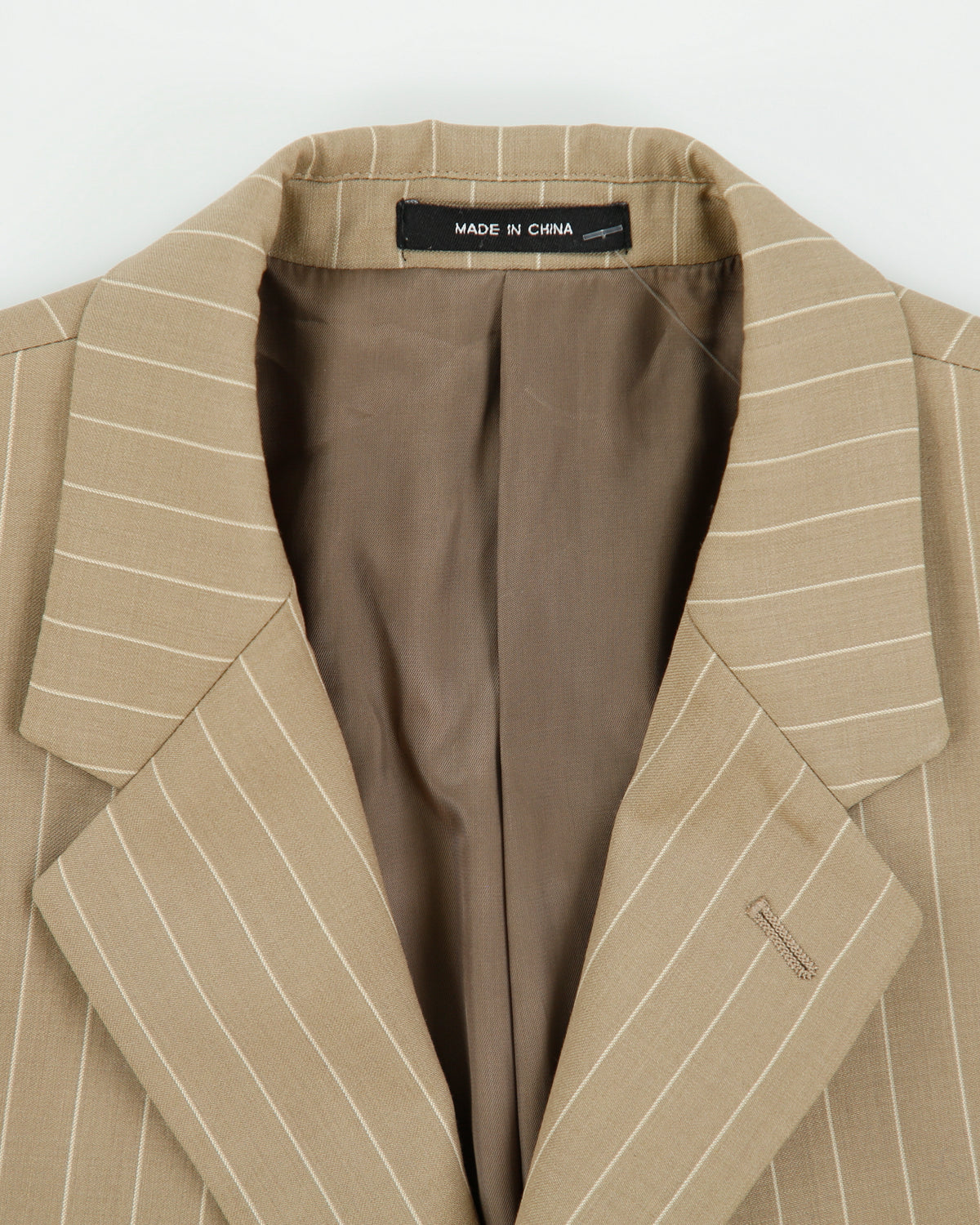 Vintage Y2K 00s Lauren Ralph Lauren LRL Khaki Pinstripe Wool 3 Button Blazer - L