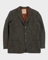 Vintage 1960s Harris Tweed Handwoven Scottish Wool Union Made In Canada 3 Button Sport Coat Blazer - L
