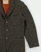 Vintage 1960s Harris Tweed Handwoven Scottish Wool Union Made In Canada 3 Button Sport Coat Blazer - L