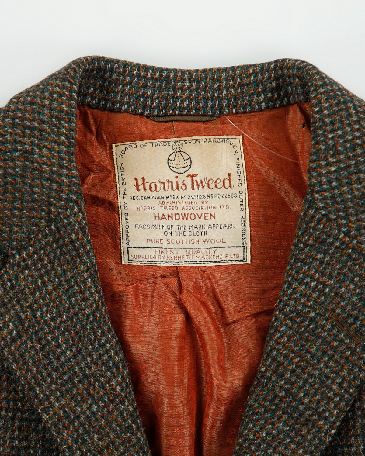 Vintage 1960s Harris Tweed Handwoven Scottish Wool Union Made In Canada 3 Button Sport Coat Blazer - L