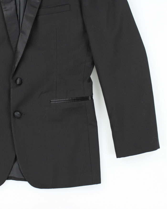 Derks Black Wool Tuxedo Suit Jacket - M