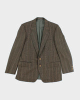 Vintage 90's Wool &amp; Cashmere Patterned Suit Jacket - L
