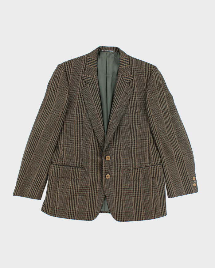 Vintage 90's Wool &amp; Cashmere Patterned Suit Jacket - L