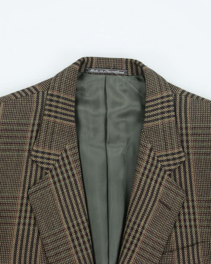 Vintage 90's Wool &amp; Cashmere Patterned Suit Jacket - L