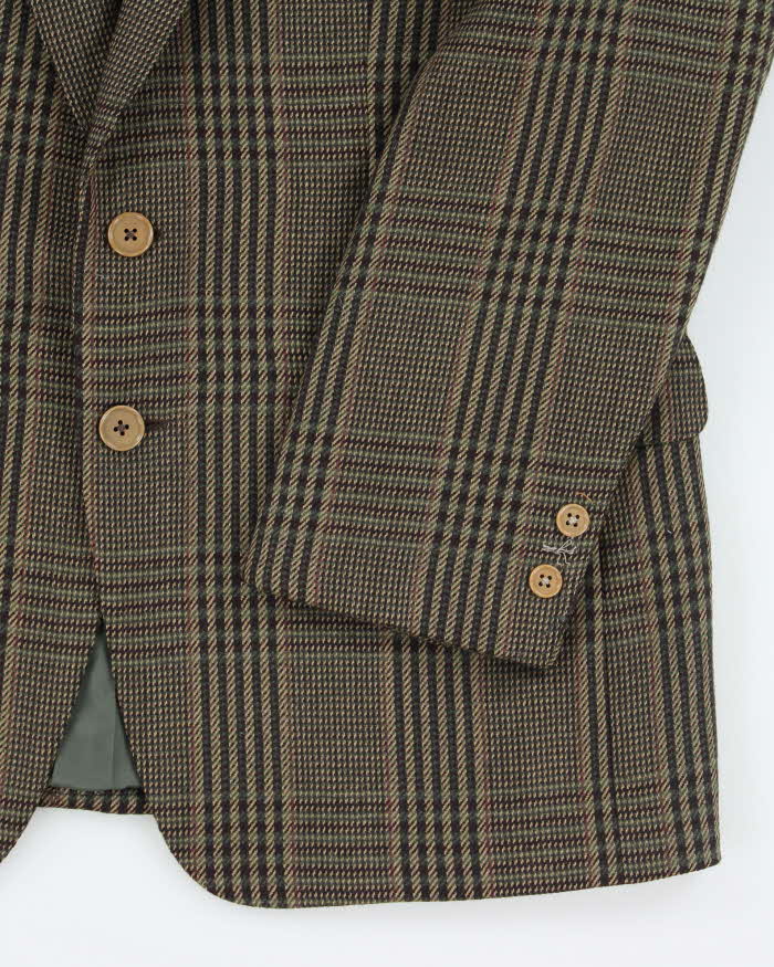 Vintage 90's Wool &amp; Cashmere Patterned Suit Jacket - L