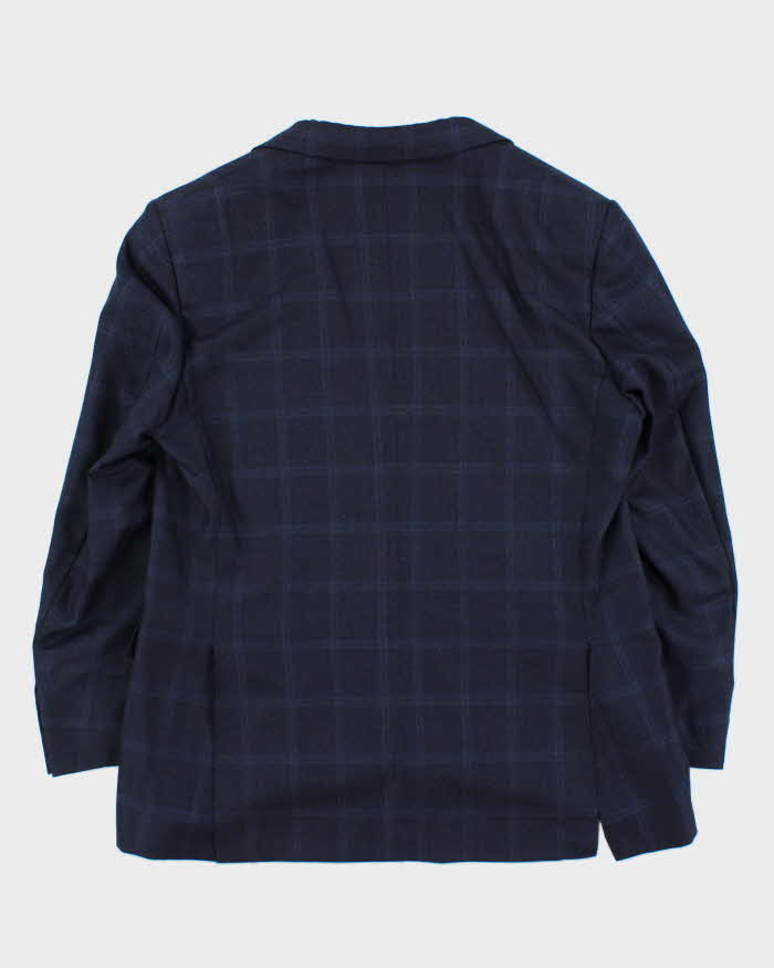 Vintage Canali Navy Blue Check Wool Straight Leg Two-Piece Suit - XL