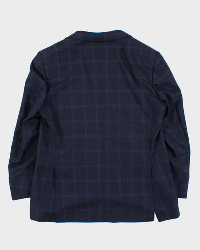 Vintage Canali Navy Blue Check Wool Straight Leg Two-Piece Suit - XL