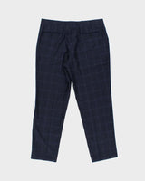 Vintage Canali Navy Blue Check Wool Straight Leg Two-Piece Suit - XL