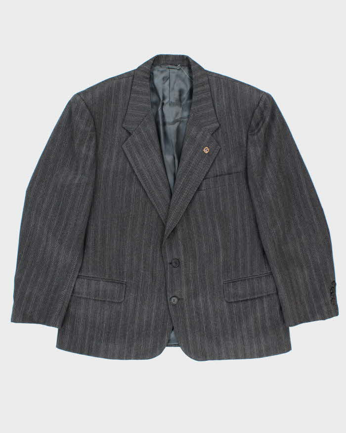 Vintage 1980s Yves Saint Laurent Wool Pinstriped Single Breasted Oversized Blazer - L