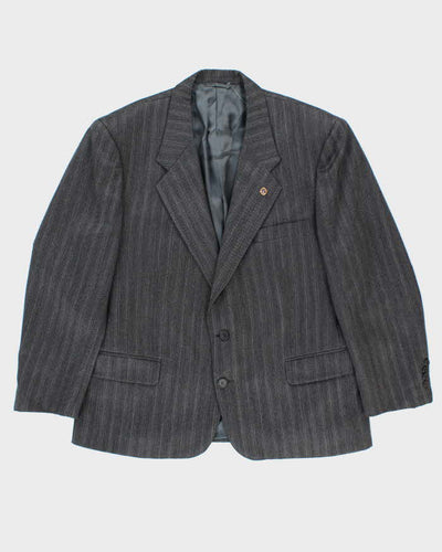 Vintage 1980s Yves Saint Laurent Wool Pinstriped Single Breasted Oversized Blazer - L