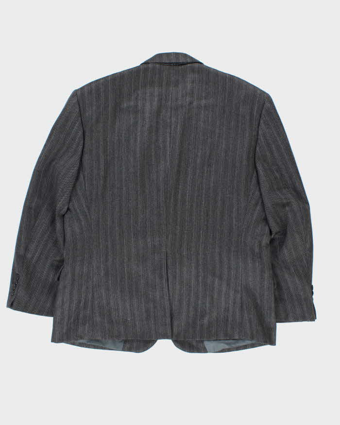 Vintage 1980s Yves Saint Laurent Wool Pinstriped Single Breasted Oversized Blazer - L