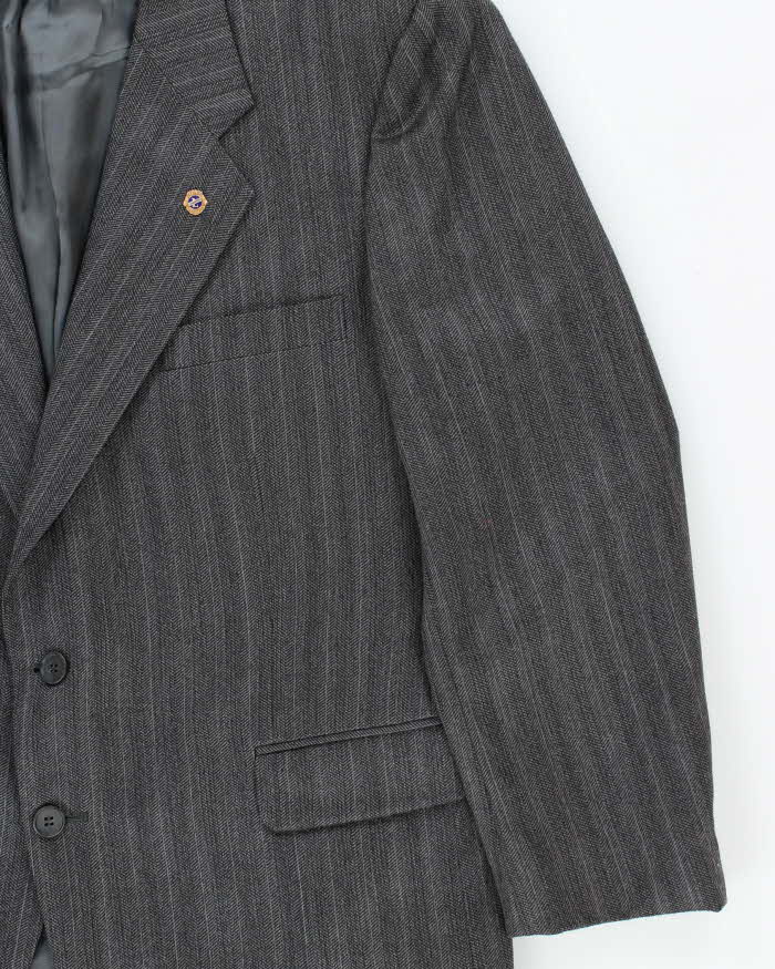 Vintage 1980s Yves Saint Laurent Wool Pinstriped Single Breasted Oversized Blazer - L