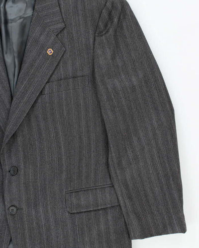 Vintage 1980s Yves Saint Laurent Wool Pinstriped Single Breasted Oversized Blazer - L