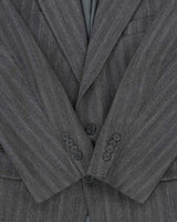 Vintage 1980s Yves Saint Laurent Wool Pinstriped Single Breasted Oversized Blazer - L