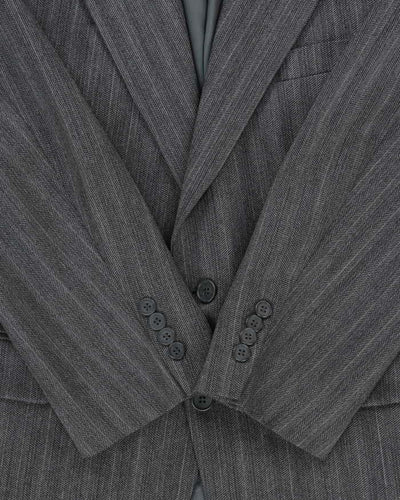 Vintage 1980s Yves Saint Laurent Wool Pinstriped Single Breasted Oversized Blazer - L